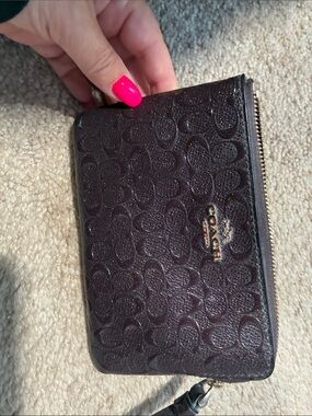 Coach glitter oxblood wristlet